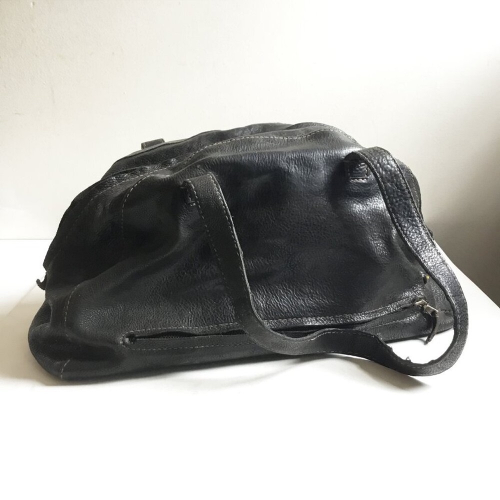 Henry Cuir Beguelin Barneys Black Pebbled Leather Travel Tote Bag Weekender